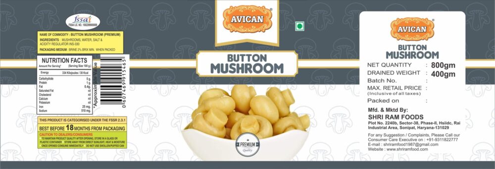 BUTTONS MUSHROOM (PREMIUM) 800G