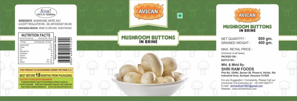 MASHROOM BUTTONS 800G