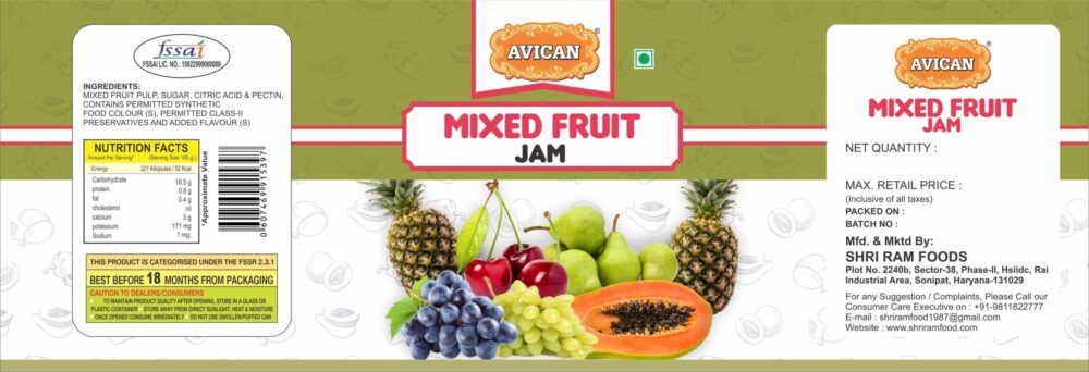 MIXED FRUIT JAM 800G