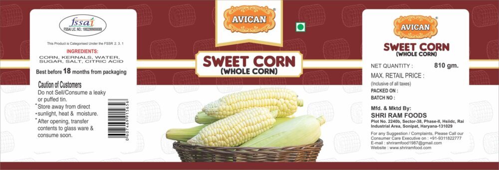 SWEET CORN-WHOLE CORN-810G